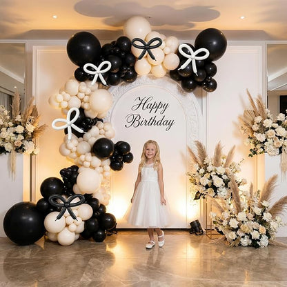 Black and White Balloon Garland Arch Kit 114pcs, Bow Balloon Garland Kit 5 10 by Depotner