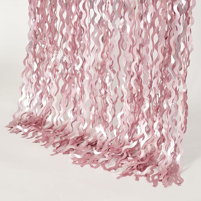 4 Pack 3.3x6.6ft Pink Tinsel Curtain Party Backdrop - Image 7