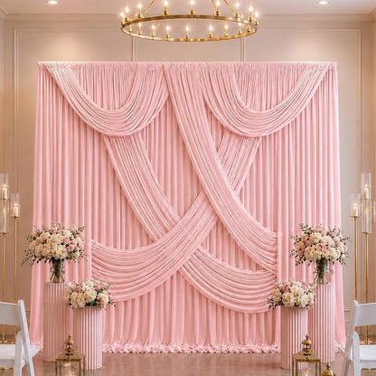ESGOTBME 10x10ft Wrinkle Free Blush Pink Backdrop Curtain - Image 5