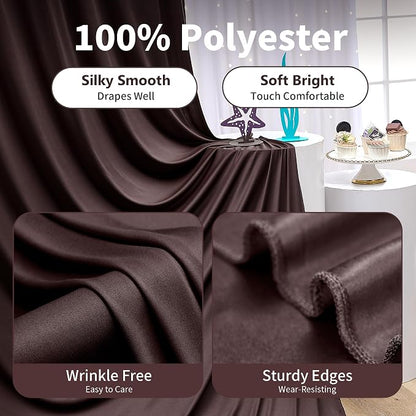 10×14 ft Wrinkle Free Brown Backdrop Curtain - Image 2
