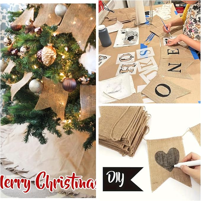 15pcs Blank Customizable Burlap Banner Set - Image 5