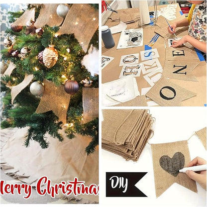 30pcs Burlap DIY Brown Banner Set– Includes Letter & Heart Stencils, - Image 5