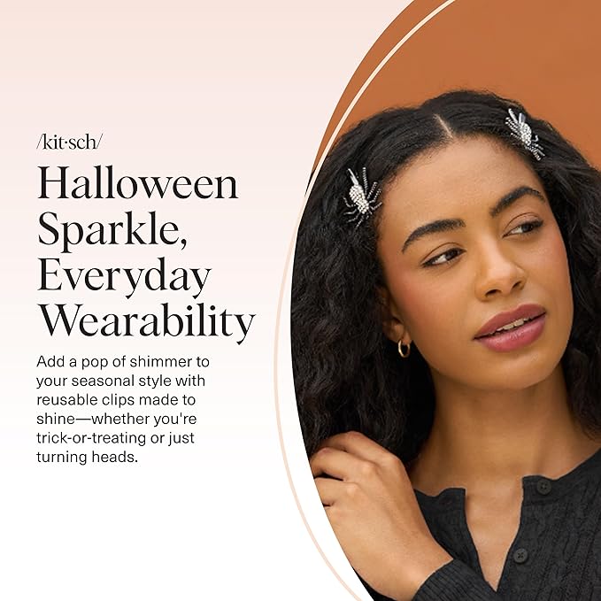 Kitsch Spider Hair Clips for Women – Rhinestone Hair Accessories with Strong Grip | Sparkly Barrettes for Styling & Everyday Hairstyles | Ideal Gifts for Women - 2 Pcs