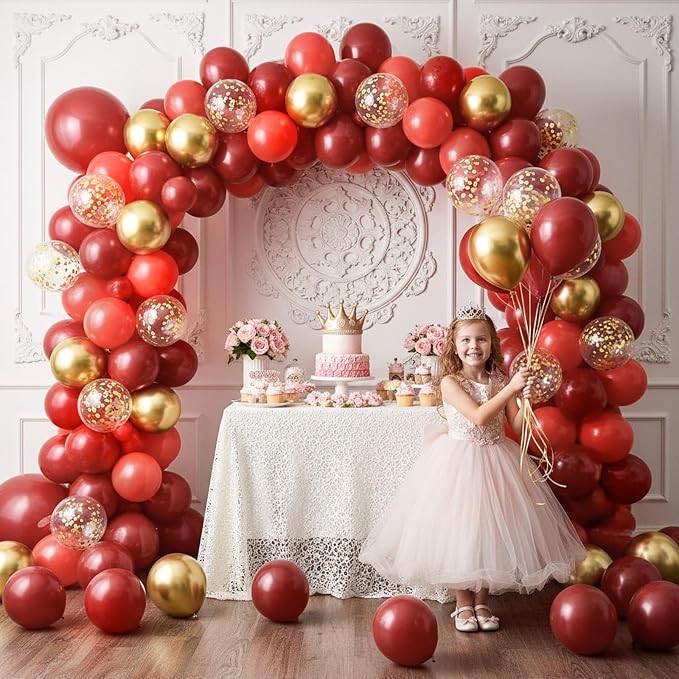 LovesTown 60PCS Red Gold Balloon Garland Kit - Image 3