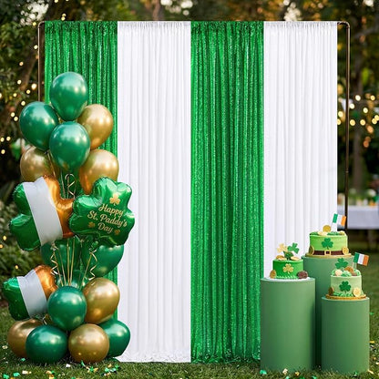 White Sequin Backdrop Curtains-2 Panels 3FTx8FT White Backdrop - Image 4