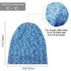 Silk Satin Lined Bonnet Sleep Cap - Adjustable Stay on All Night Hair Wrap Cover Slouchy Beanie for Curly Hair Protection for Women and Men - Heather SkyBlue