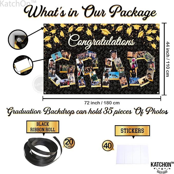 KatchOn Congratulations Graduation Photo Banner 72x44 Inch | Personalized Grad - Image 3