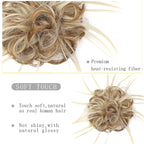HMD Tousled Updo Messy Bun Hair Piece Hair Extension Ponytail With Elastic Rubber Band Updo Bun Synthetic Hairpieces for Women