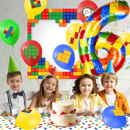 40 Inch Building Block Number Balloon, Colorful Number Block Foil Balloons - Image 3