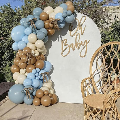 Dusty Blue Brown Balloon Arch Kit - Image 6