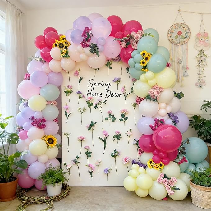 154Pcs Spring Wildflower Balloons Arch Garland Kit | Pastel Color Balloons - Image 4