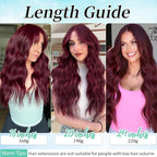 KooKaStyle Hair Extensions Burgundy Clip in Synthetic Highlight Hair Extensions Long Wavy 4PCS Thick Hairpieces 20 Inch for Women