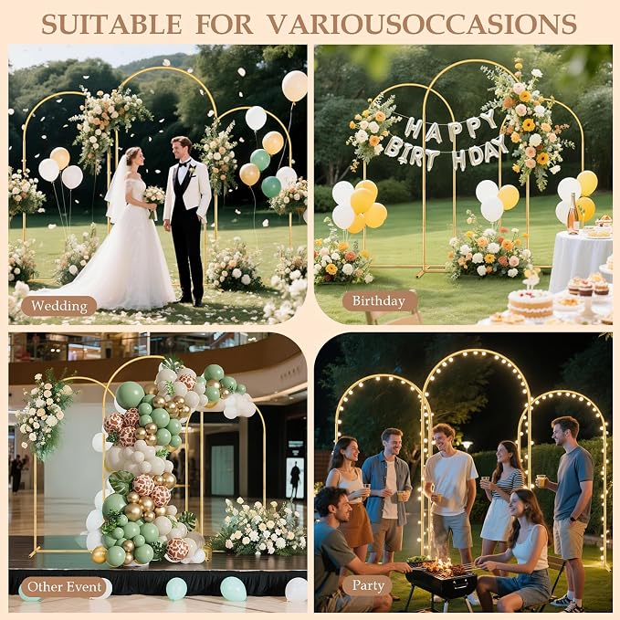 3 Pack Metal Arch Backdrop Stand Balloon Arbor Frame | Party Arch Stands - Image 7