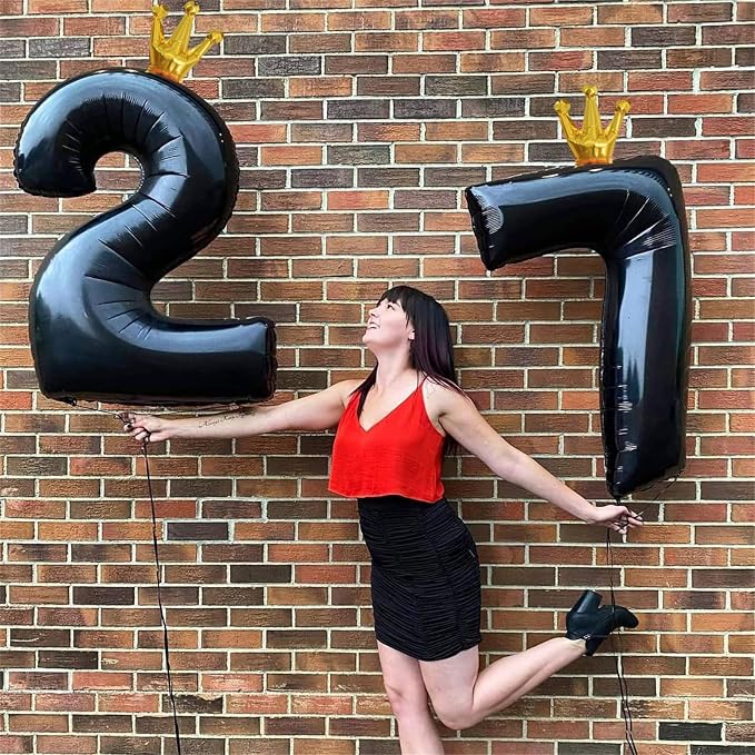 Black Crown Number 7 Balloon, 40 Inch Number 0-9 Set - Image 6