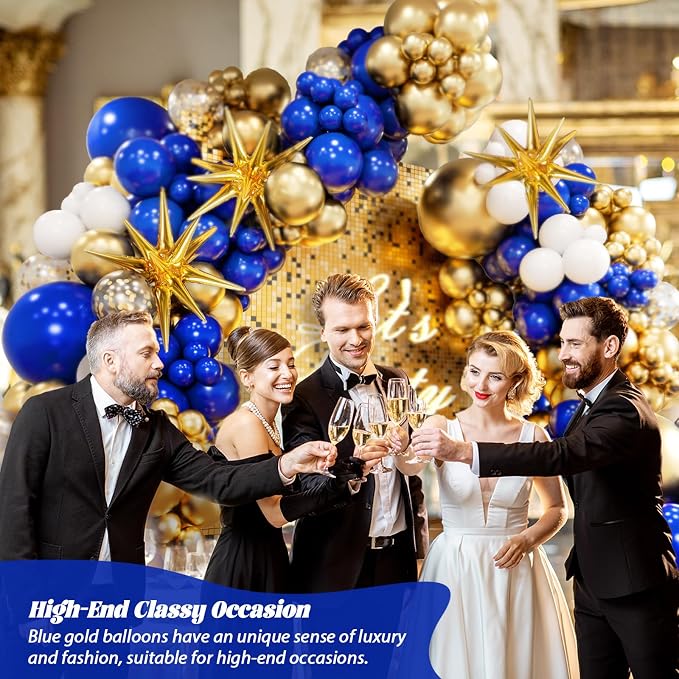 Royal Blue and Gold Balloons Arch Kit - Image 6