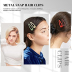 20 PCS Metal Snap Hair Clips Water Drop No Slip Barrettes for Women Bright Small Hair Clips For Thick And Thin Fine Hair,Green Red Brown Yellow Dark Blue,1.97 x 0.5 In.