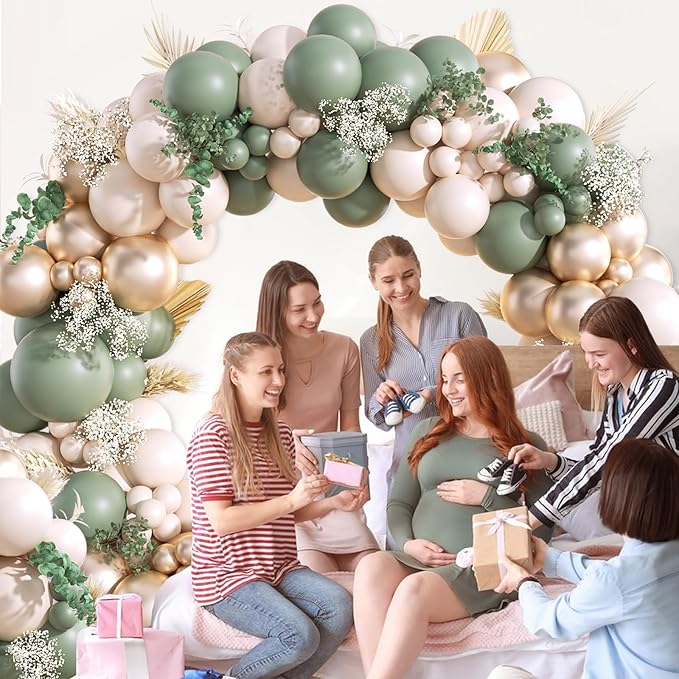 130Pcs Sage Green Gold Balloon Garland Arch Kit - Image 6