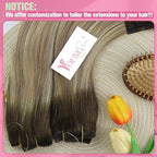 YoungSee 130G Invisible Wire Hair Extensions Light Brown Wire Hair Extensions Real Human Hair Ombre Walnut Brown to Light Brown Blonde Human Hair Fish Line Long Straight Hair 22inch