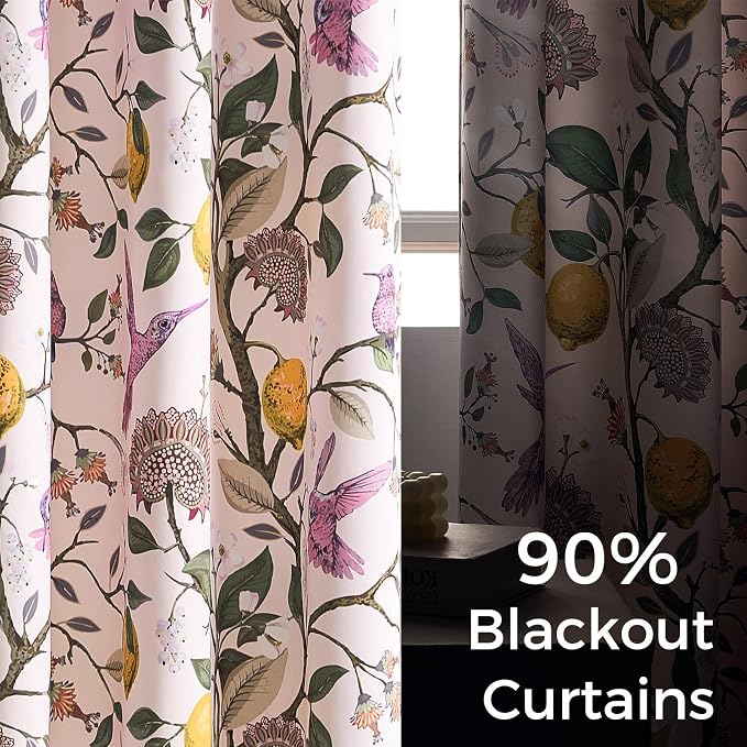 Topfinel Pink Window Curtains 96 Inch Long Cute Heat Block Vintage Farmhouse - Image 3
