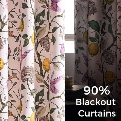 Topfinel Pink Window Curtains 96 Inch Long Cute Heat Block Vintage Farmhouse - Image 3