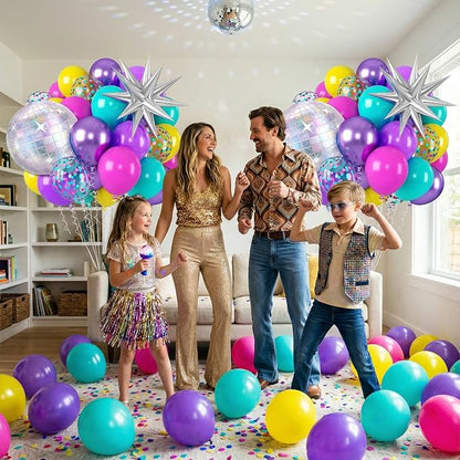 Pink Blue Purple Balloons, Iridescent Disco Ball Foil Balloons, 12 Inch Hot - Image 4