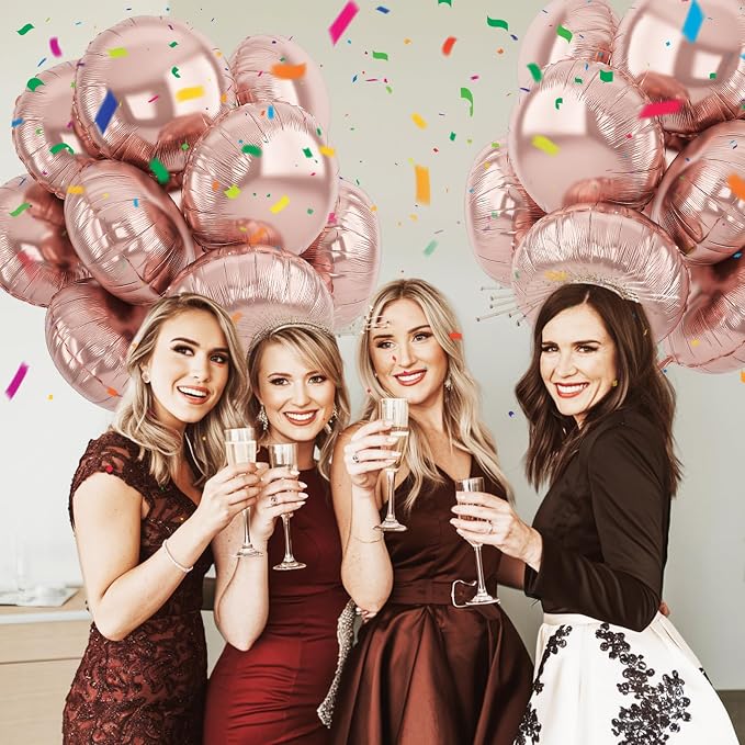 20PCS 18 Inch Round Foil Balloon, Rose Gold Round Shaped Balloons, Round Shape - Image 4