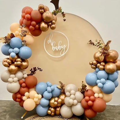 Burnt Orange and Blue Fall Balloons, 12 Inch 35PCS Dusty Blue Orange Taupe - Image 9
