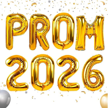 32 Inch 2026 Prom Balloons Set, Foil Mylar 2026 Number & PROM Letter Aluminum by NUMONE