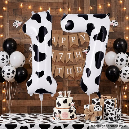 40 Inch Cow Print Number 17 Balloon - Image 3