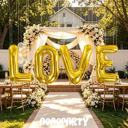 Letter Balloons Gold 40 Inch H Large Giant Big Foil Mylar Balloon | - Image 5