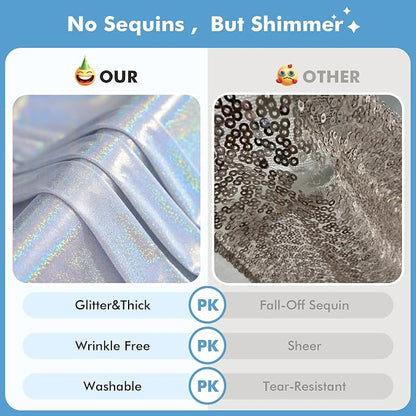 10x10ft Shimmer Silver Sequin Backdrop Curtain - Image 4