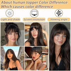 Amchoice Hair Toppers for Women Real Human Hair, Bangs Hair Clip 360° 3D Cover Bangs, Human Hair Toppers for Women Daily(Mocha, 3D Side Bangss (5 * 9))