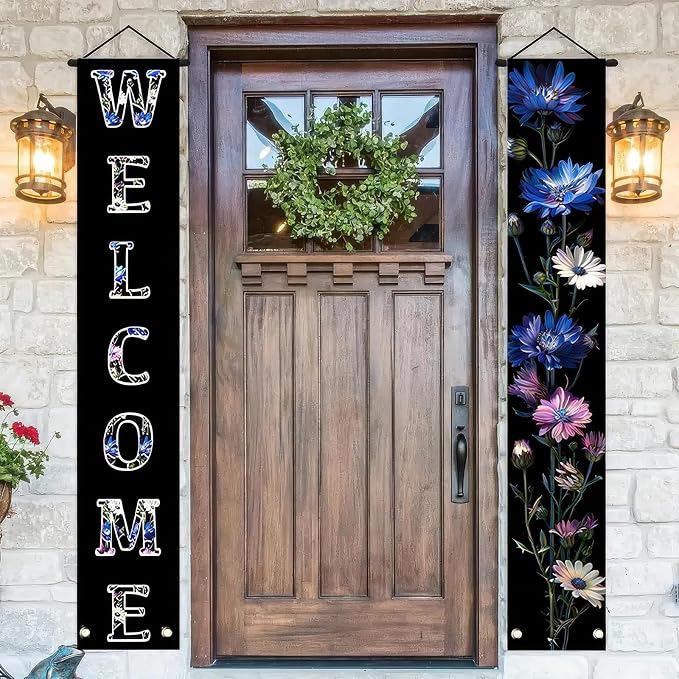 BlissYard 2pcs Welcome Summer Door Banner Colorful Daisy Porch Banners Sign - Image 4