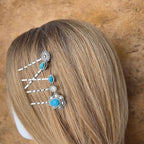 Women's Western Turquoise Hair Clips Set of 5 Decorative Bobby Pins Boho Hair Barrettes