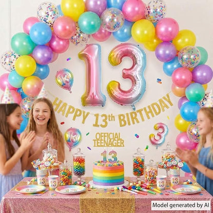 Rainbow Ombre Number 13 Balloon 40 Inch Pastel Foil - Image 8