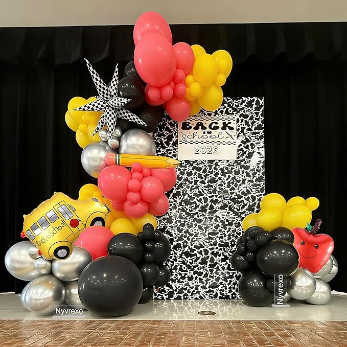 151Pcs Back to School Balloon Arch Garland Kit | School Bus Pencil Apple by Nyvrexo