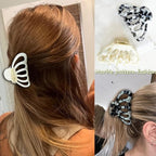 Fashion Tortoise Hair Clips for Women Resin Medium Hair Claw Clip for Fine Hair Non Slip Grip Hair Jaw Clips 2PCS in Set (Marble & Pearlscent)