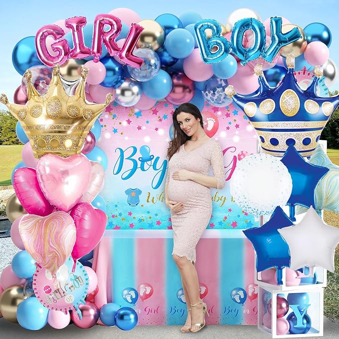 Pink And Blue Crown Balloons Set - Image 4
