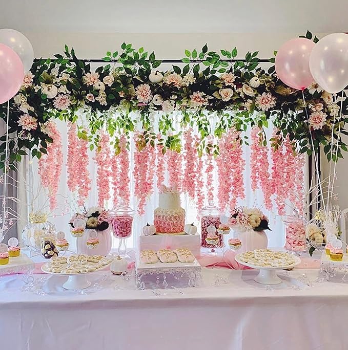 Artificial Wisteria Hanging Flowers Fake Wisteria Flower Garland Silk Vines - Image 2