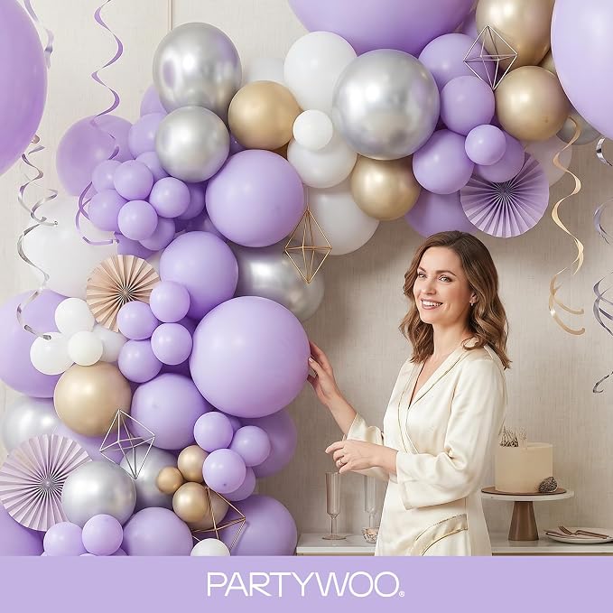 PartyWoo Lavender Balloons 130pcs Light Pastel Purple Lilac Different Sizes | - Image 9