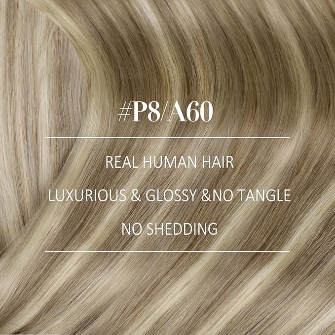 YoungSee 24 Inch Highlights Hair Extensions Clip ins Long Straight Clip on Hair Extensions for Women Light Brown Clip in Human Hair Extensions Highlights Light Brown with Blonde 120G 7Pcs