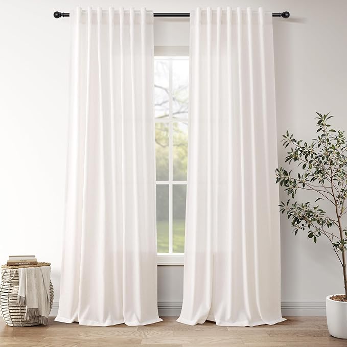 Semi Sheer Linen Curtains 120 Inches by Nanspring