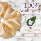 OLESILK Silk Scrunchies Oversized 100% Mulberry: Large for Women& Girls Long Thick Hair, Soft Smooth for No Damage Hair Care Sleeping