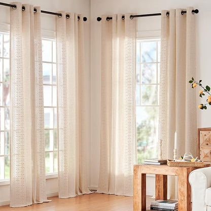 jinchan Boho Curtains for Bedroom Linen Blend Boho Curtains 96 Inches Long 2 - Image 5
