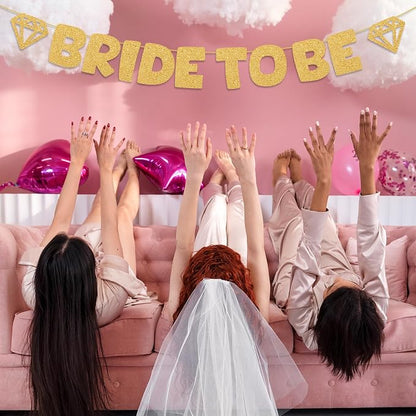 Glitter Champagne Gold Bride to be Banner Bachelorette Party Banner DIY Banner - Image 8