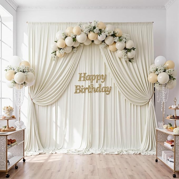 40ftx10ft Wrinkle Free Beige Backdrop Curtains - Image 5