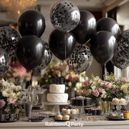 RainbowQ Black Balloons 55Pcs 12 Inch Confetti Latex Helium Party Balloon | - Image 4
