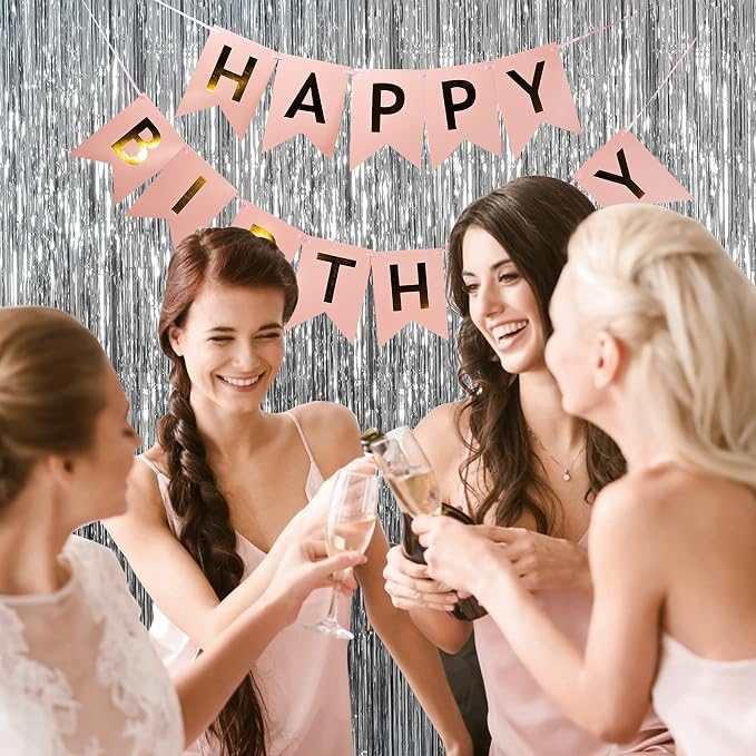 5 Pack Foil Curtain Backdrop Silver Metallic Tinsel Foil Fringe Curtains Photo - Image 4