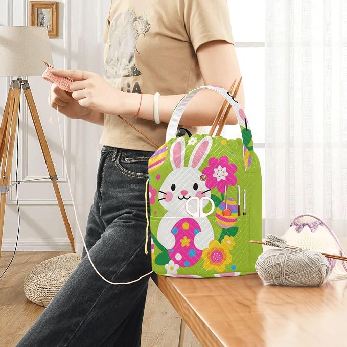 Yarn Bag Small Crochet Bag Drawstring Yarn Storage Organizer Knitting Project - Image 6