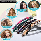 Fsmiling Small Hair Barrettes for Women, 4pcs Tortoise Acetate Automatic Clips for Thin Hair